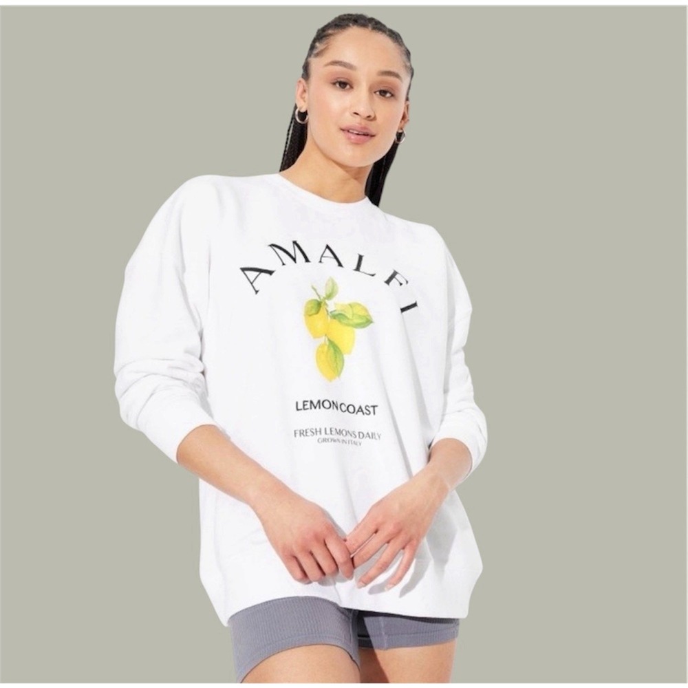 Wild Fable Amalfi Coast Lemon Sweatshirt Size S Tomato Girl European Coastal